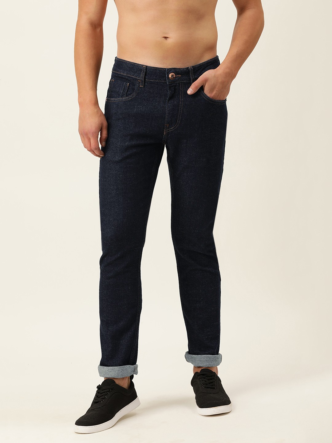 

Flying Machine Men Navy Blue Slim Tapered Michael Fit Stretchable Jeans