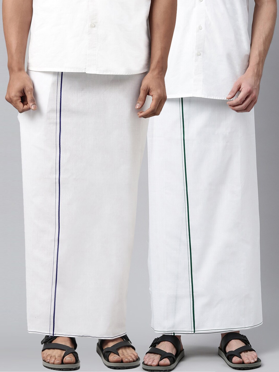 

WHITE HEART Men Pack Of 2 Solid Pure Cotton Dhotis