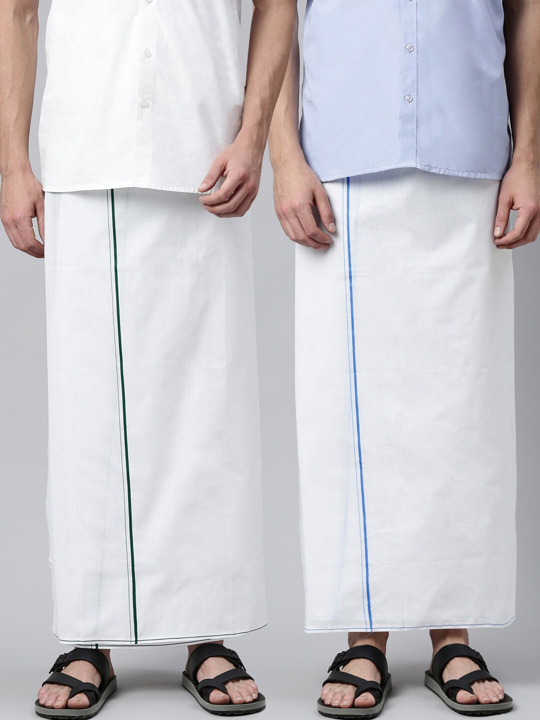 

WHITE HEART Men Pack of 2 White Solid Pure Cotton Dhotis
