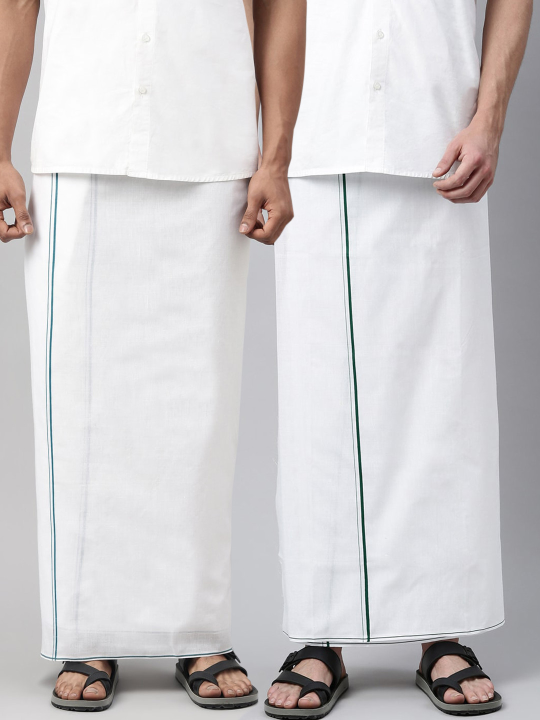 

WHITE HEART Men Pack of 2 White Solid Cotton Dhotis
