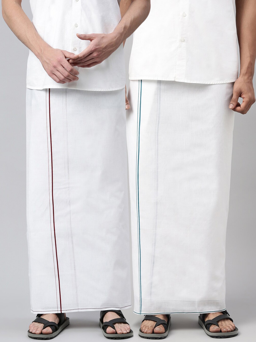 

WHITE HEART Men Pack of 2 White Solid Pure Cotton Dhotis