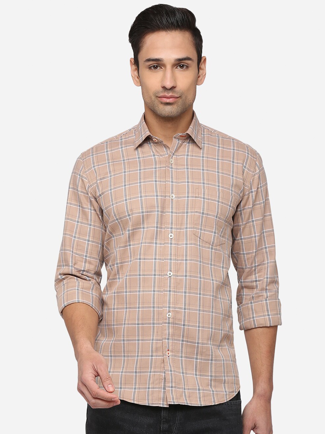 

JADE BLUE Men Pink Classic Checked Casual Shirt