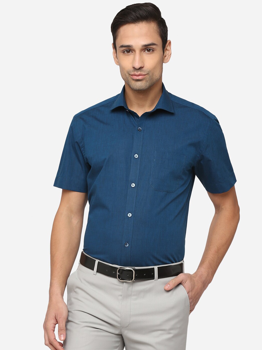 

JADE BLUE Men Blue Classic Pure Cotton Formal Shirt