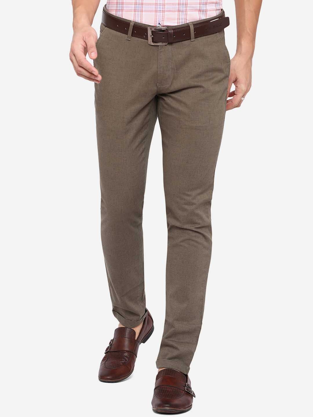 

Greenfibre Men Slim Fit Pure Cotton Formal Trousers, Olive