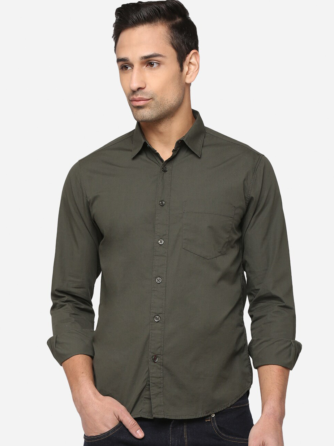 

Greenfibre Men Grey Classic Slim Fit Casual Shirt