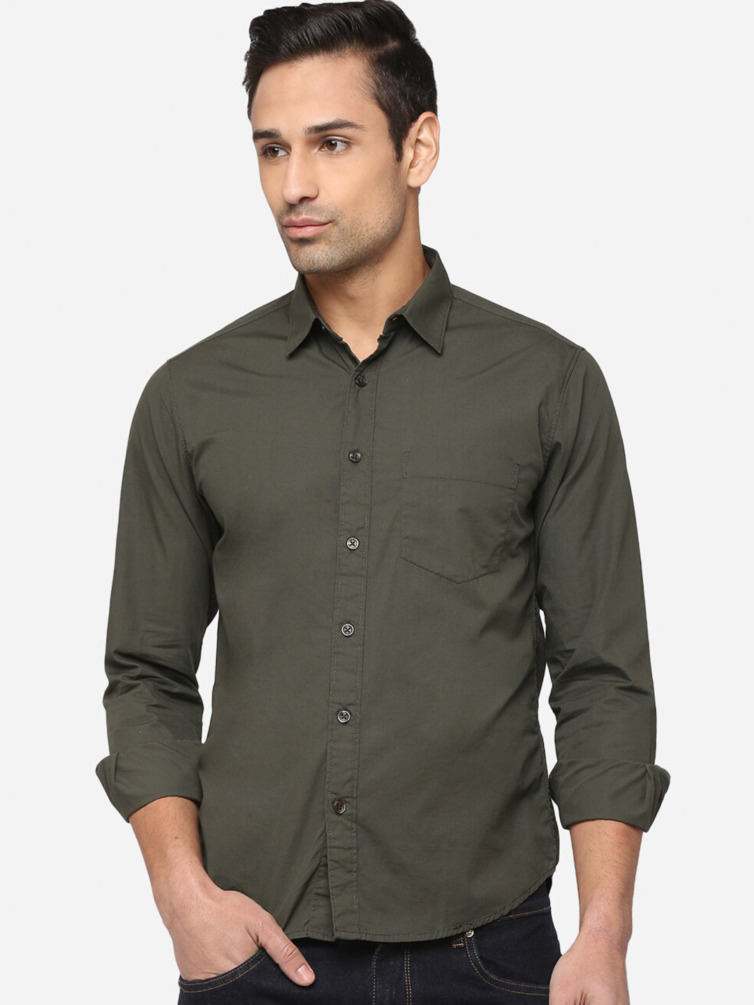 

Greenfibre Men Grey Classic Slim Fit Casual Shirt