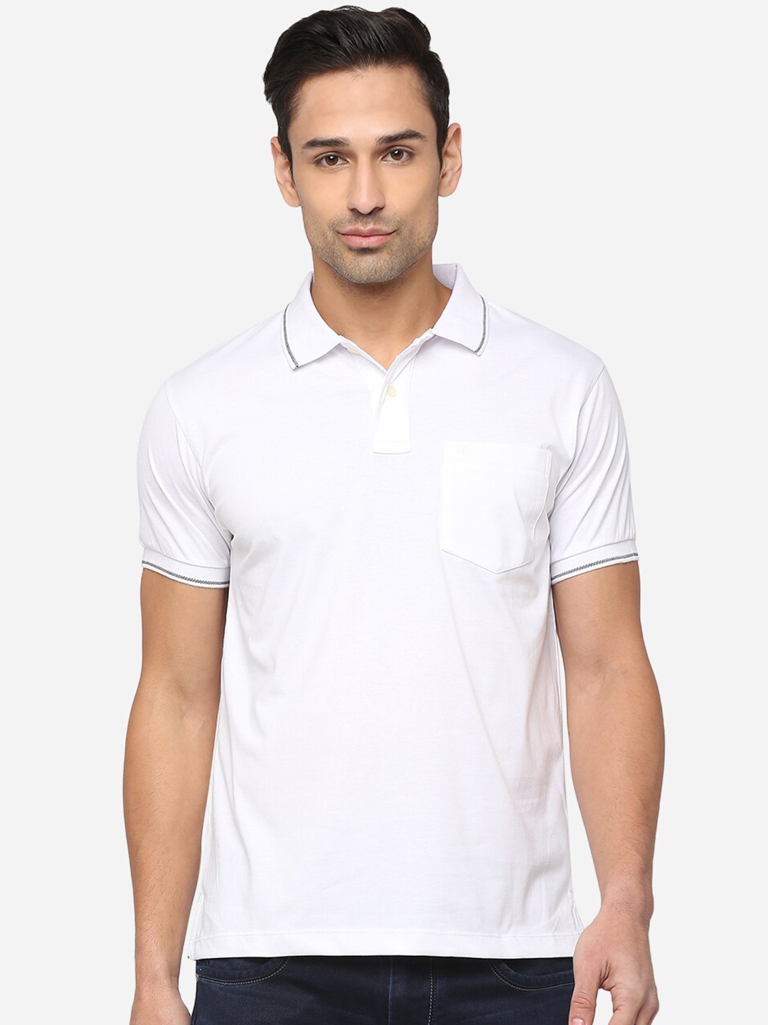 

Greenfibre Men White Solid Slim Fit Polo T-Shirt