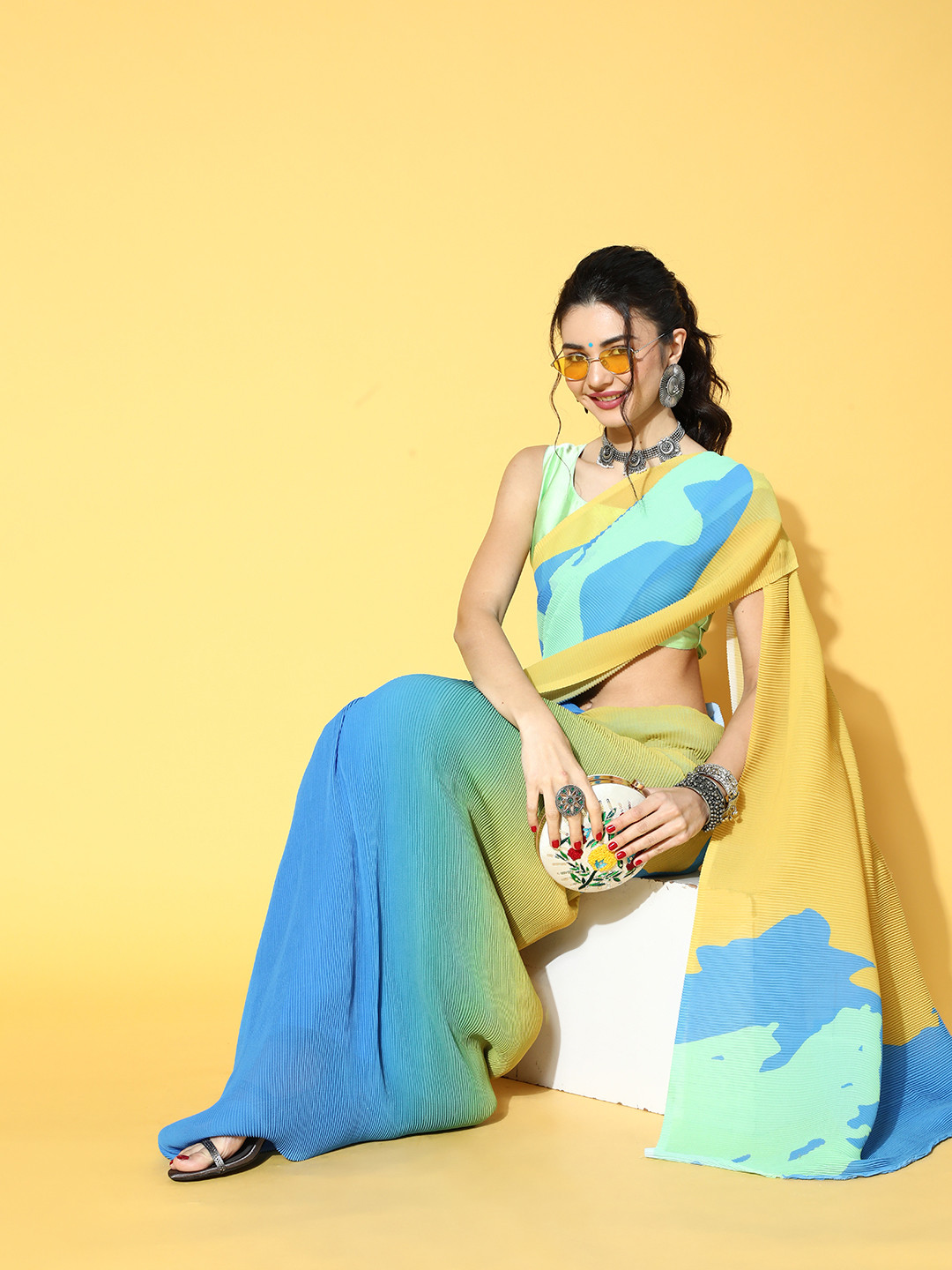 

Saree mall Blue Saree