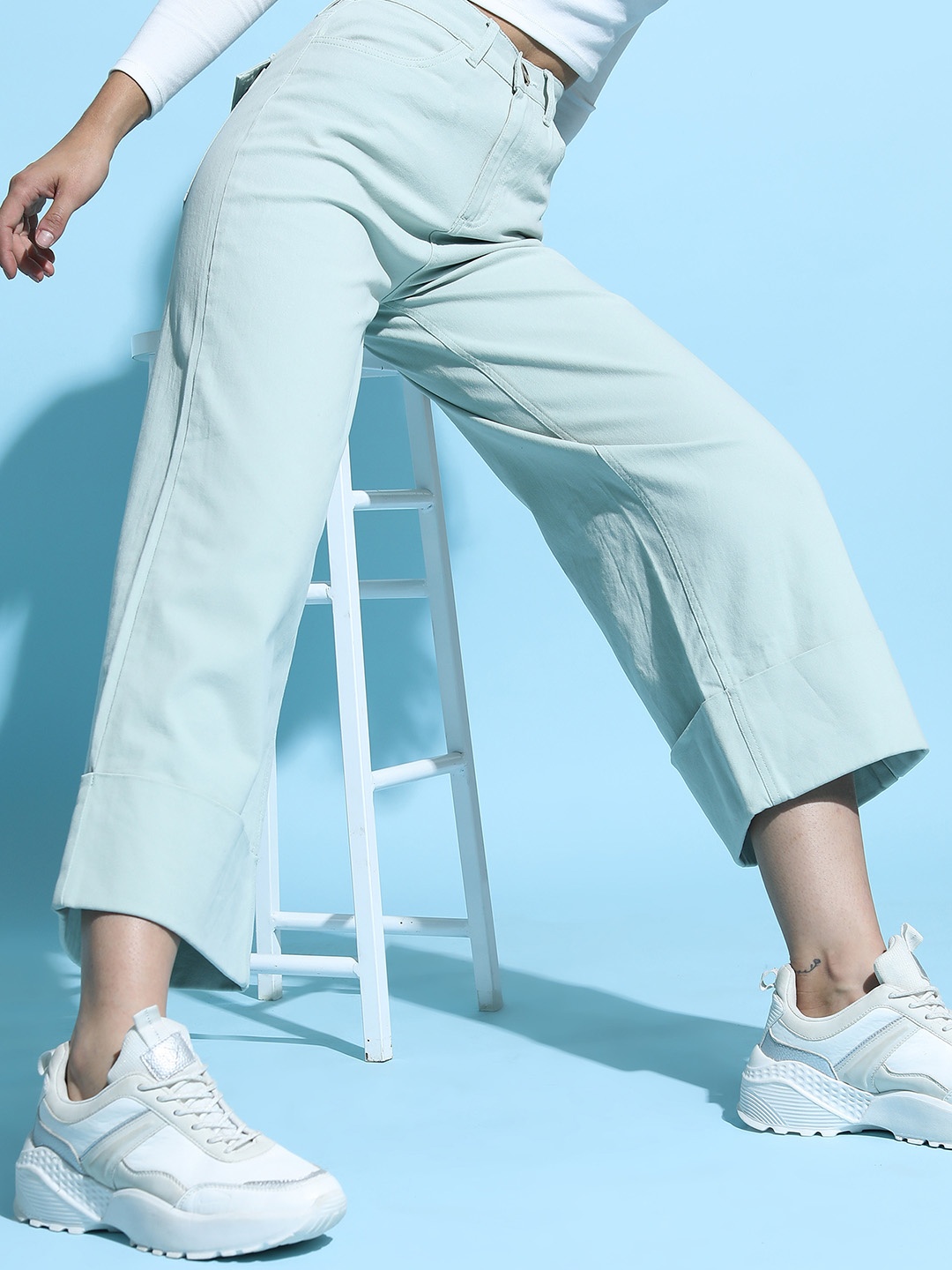 

Tokyo Talkies Women Green Flared Trousers