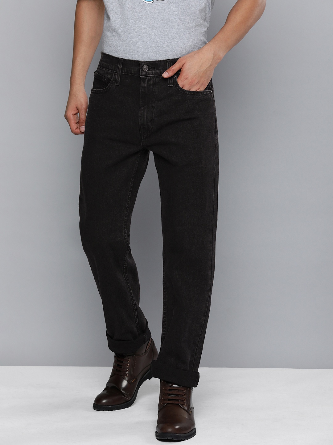 

Levis Men Black 513 Slim Straight Fit Light Fade Stretchable Jeans