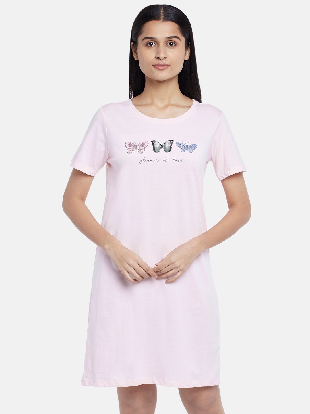 

Dreamz by Pantaloons Pink Printed Pure Cotton Nightdress