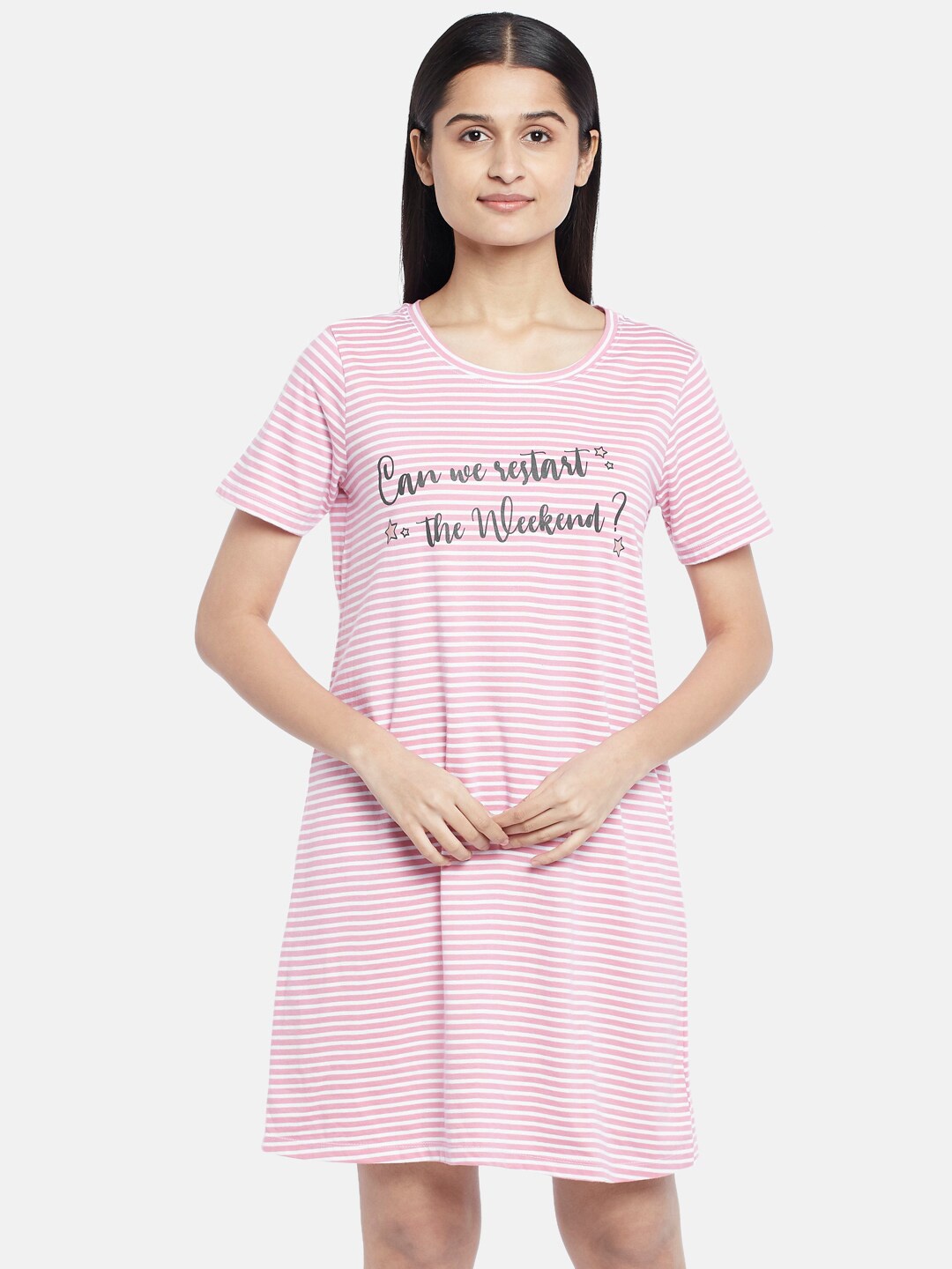 

Dreamz by Pantaloons Pink Printed Pure Cotton Nightdress