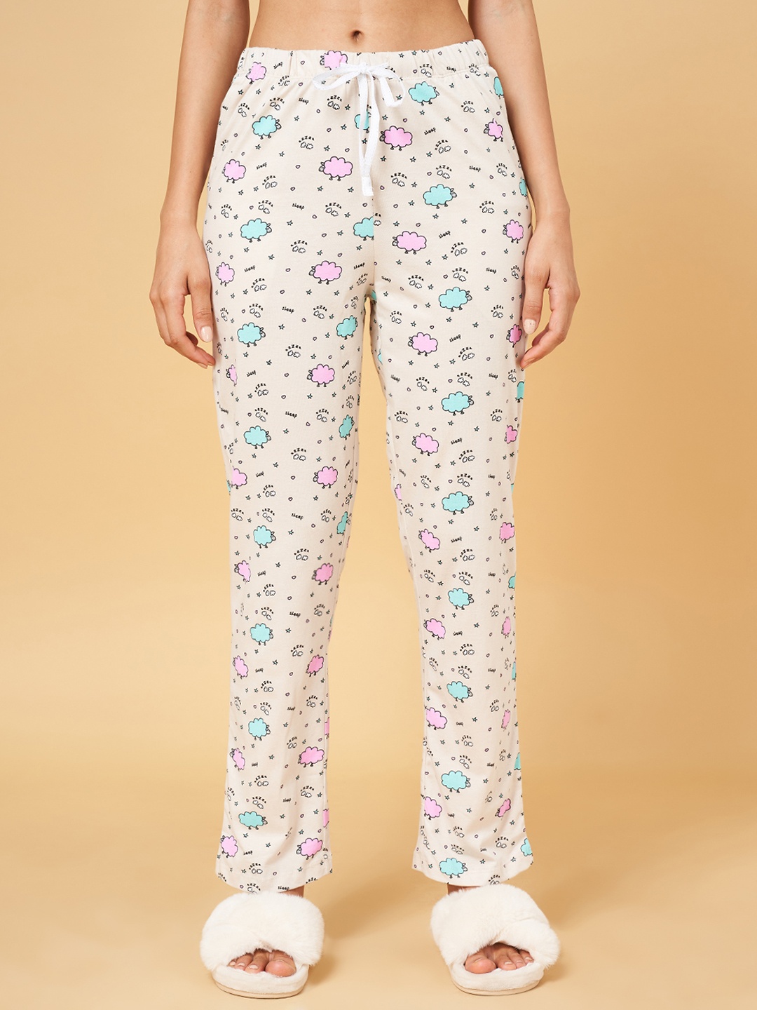 

Dreamz by Pantaloons Women Off-White Printed Lounge Pants