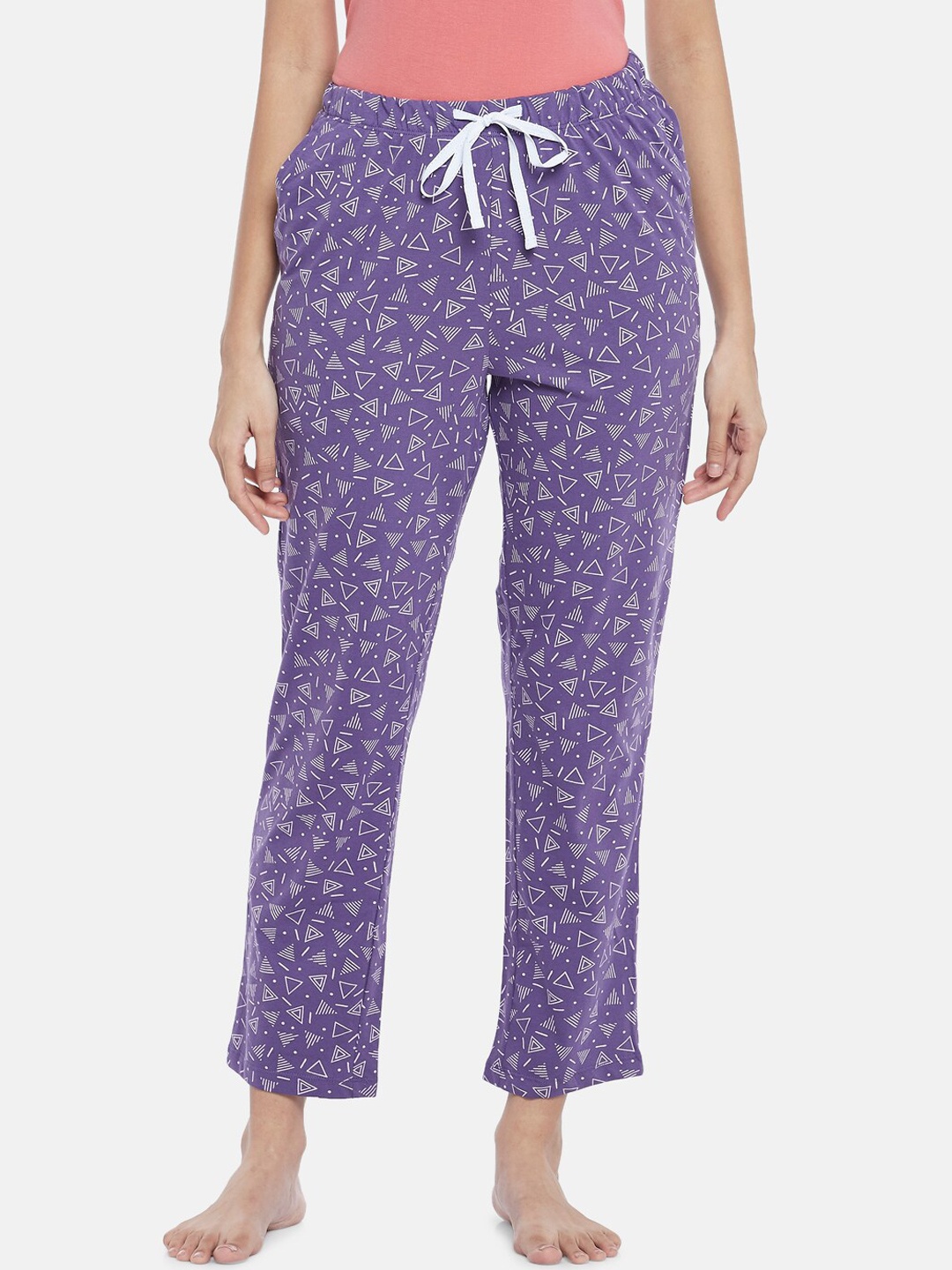 

Dreamz by Pantaloons Women Purple Printed Cotton Lounge Pants