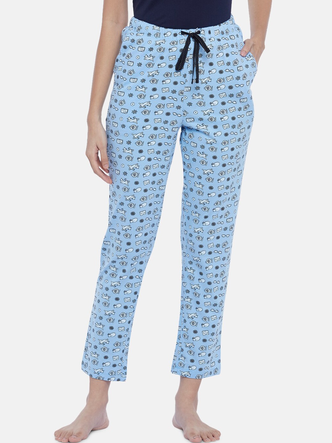 

Dreamz by Pantaloons Women Blue Printed Lounge Pants
