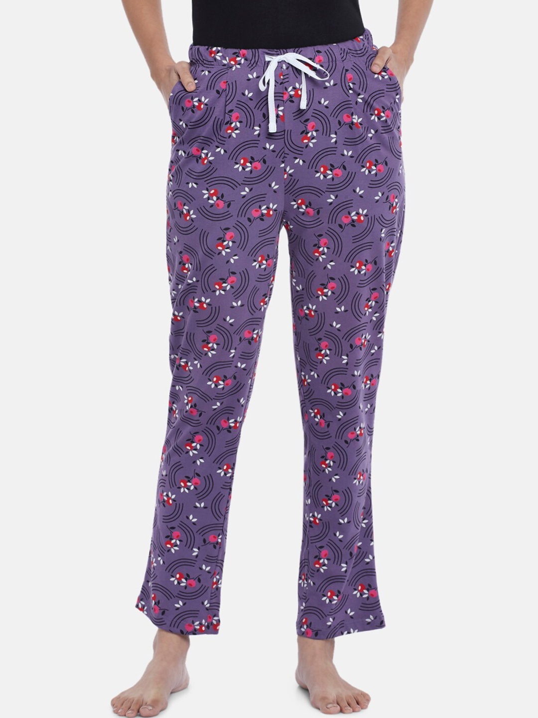 

Dreamz by Pantaloons Women Purple Printed Cotton Lounge Pants