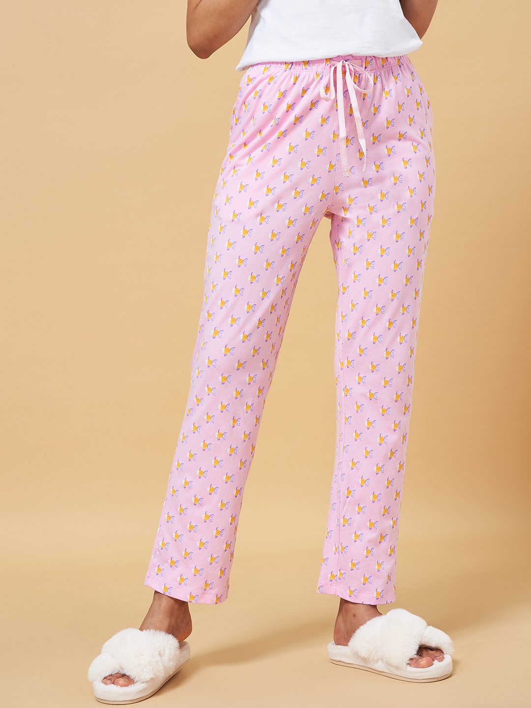 

Dreamz by Pantaloons Women Pink Cotton Printed Lounge pants