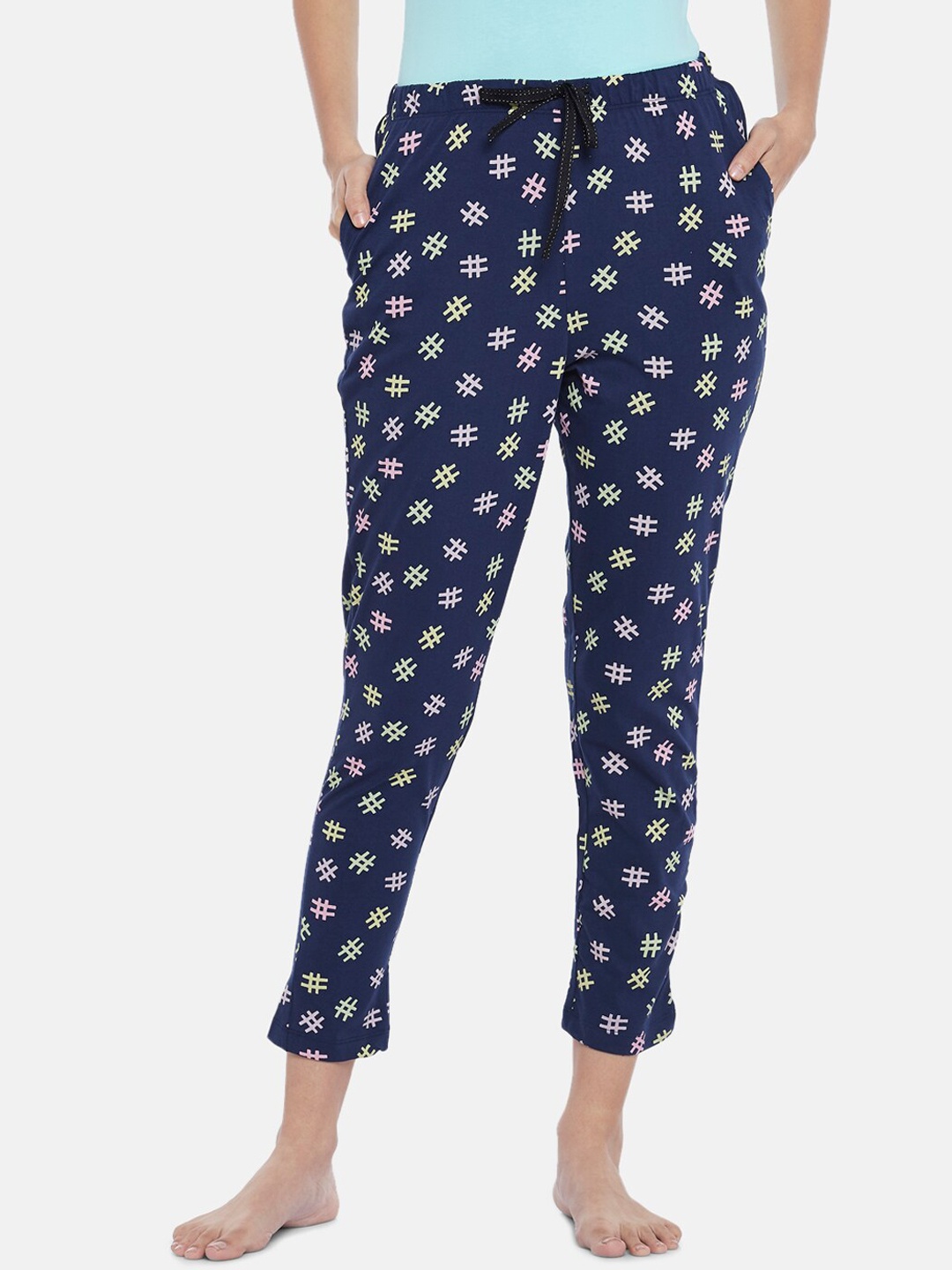 

Dreamz by Pantaloons Women Navy Blue Printed Lounge Pants