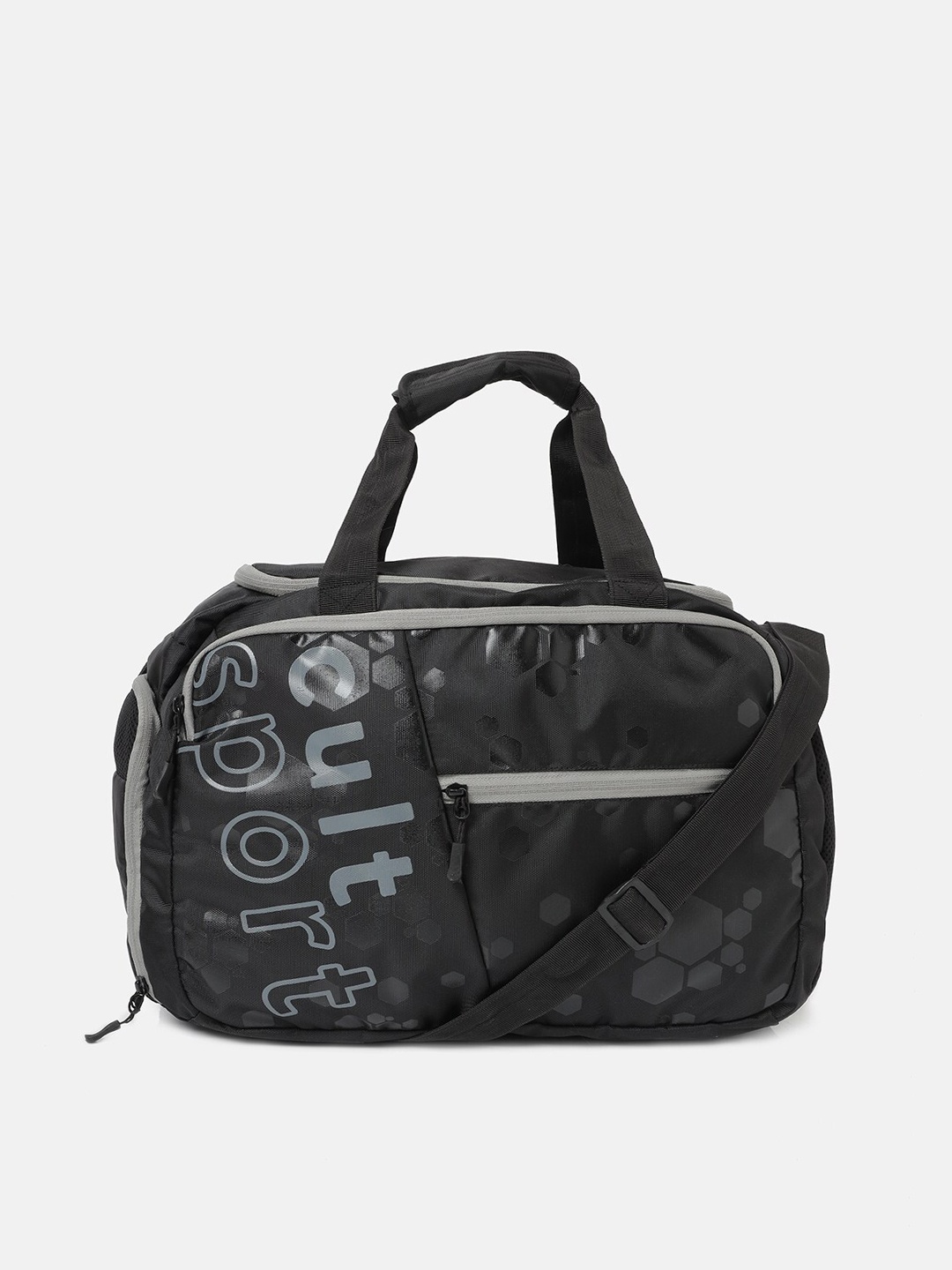 

Cultsport Black & Grey Printed Duffel Bag With Shoe Compartment