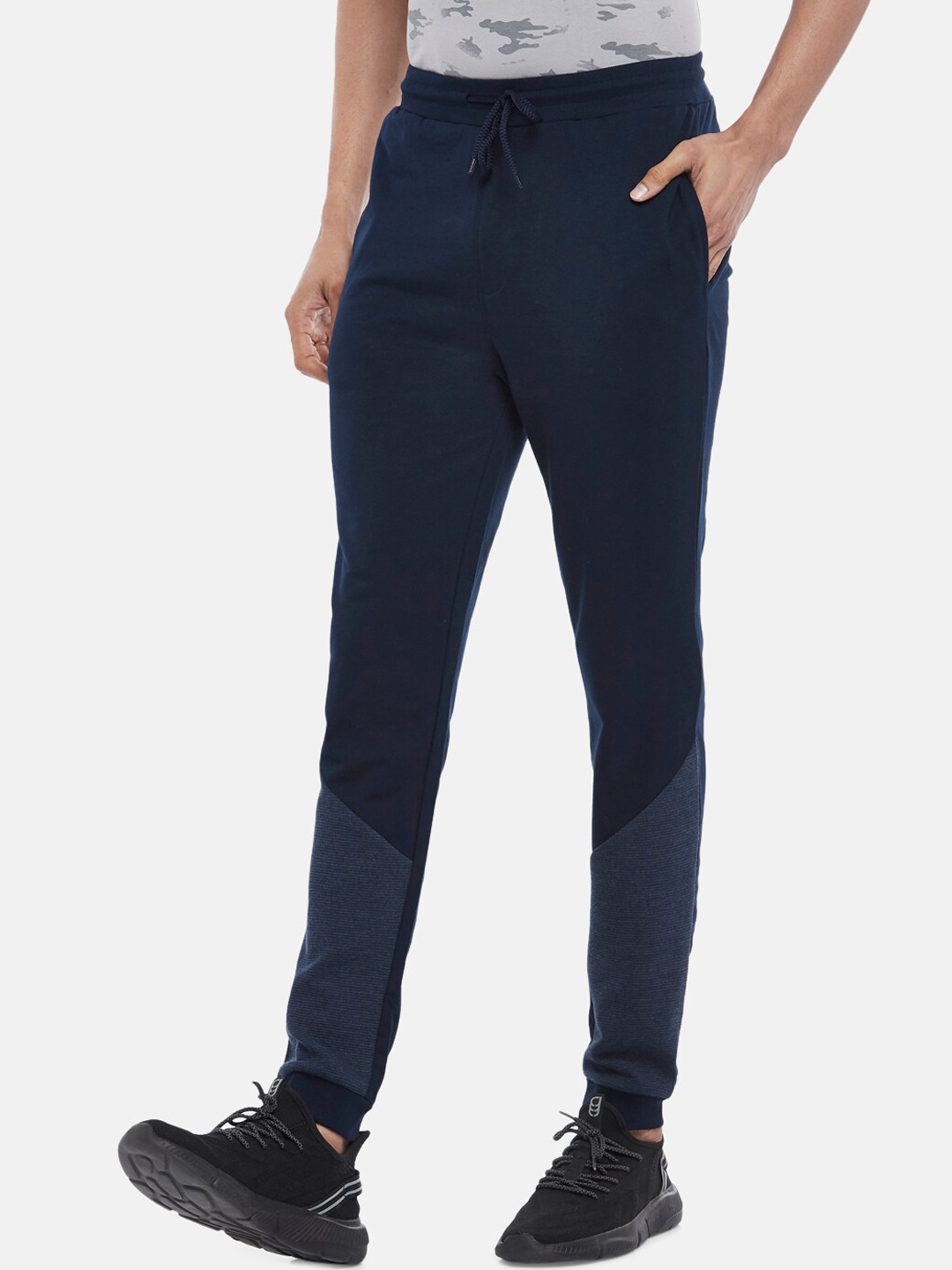 

Ajile by Pantaloons Men Navy Blue Pure Cotton Slim-Fit Joggers