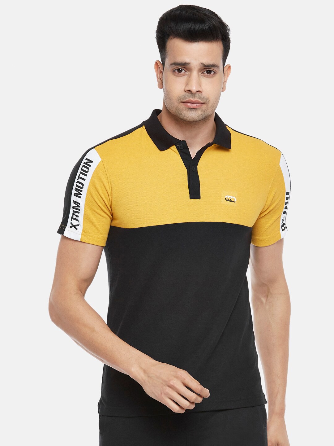 

Ajile by Pantaloons Men Yellow & Black Colourblocked Polo Collar T-shirt