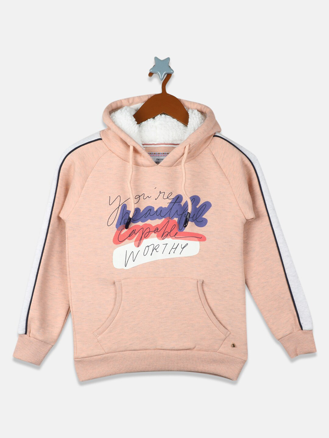 

Monte Carlo Girls Peach Printed Hooded Sweatshirt
