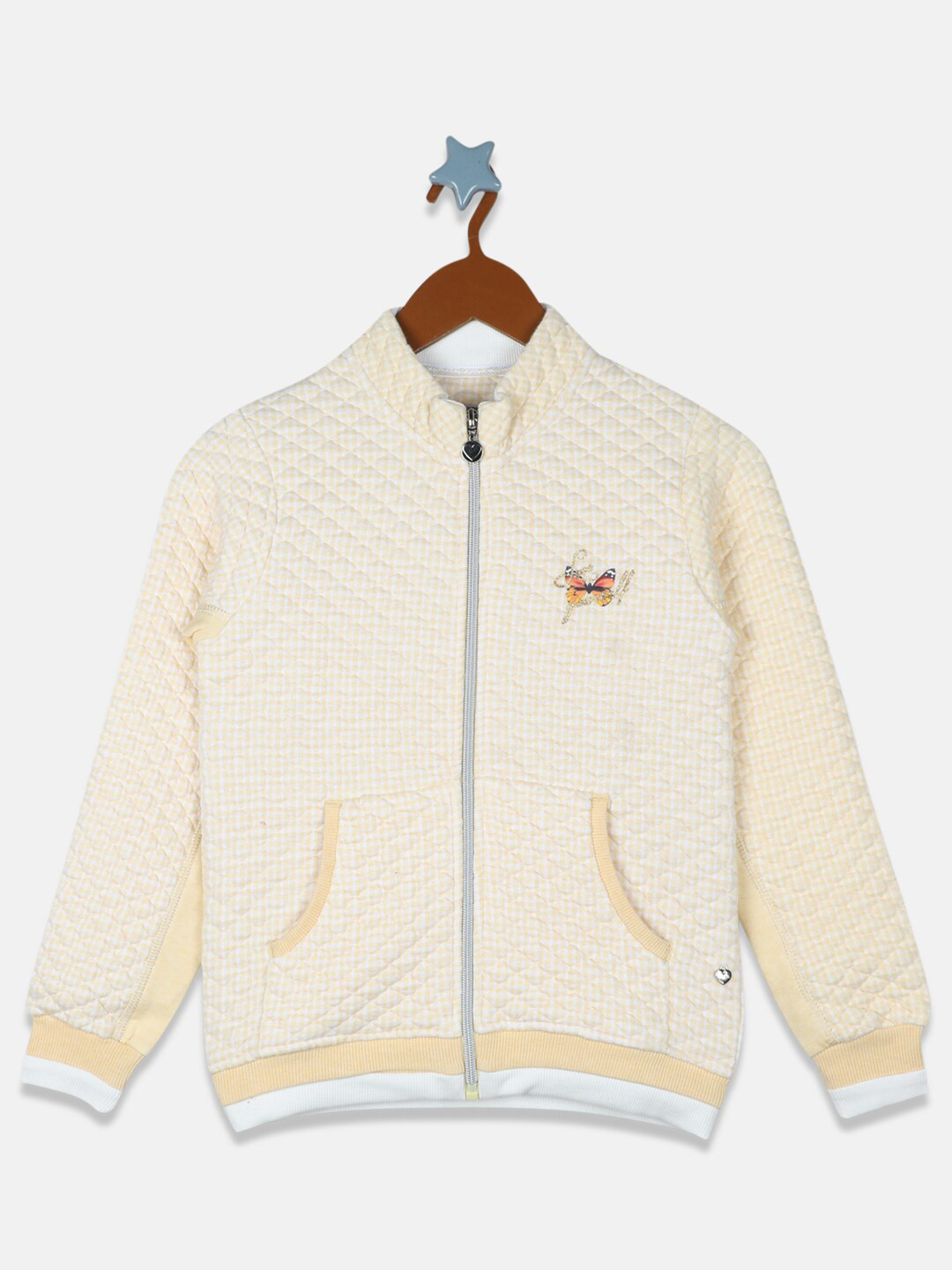 

Monte Carlo Girls White & Yellow Checked Cotton Blend Sweatshirt