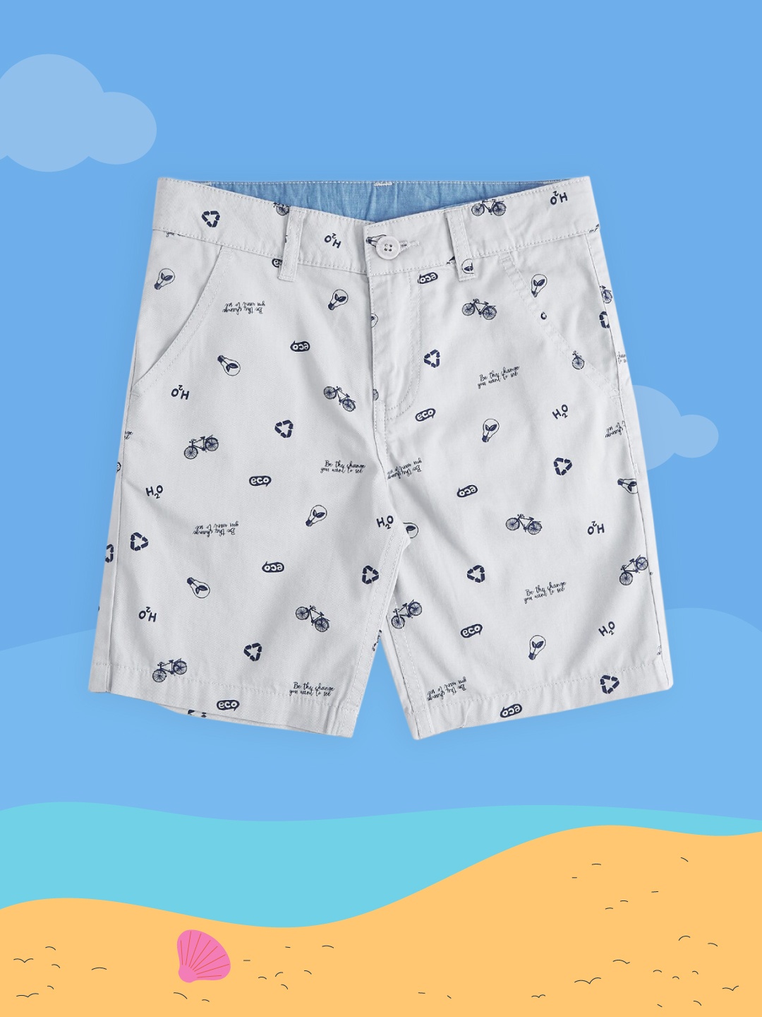 

Pantaloons Junior Boys Grey Printed Shorts