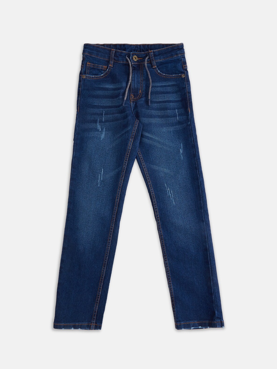 

Pantaloons Junior Boys Blue Tapered Fit Low Distress Light Fade Jeans