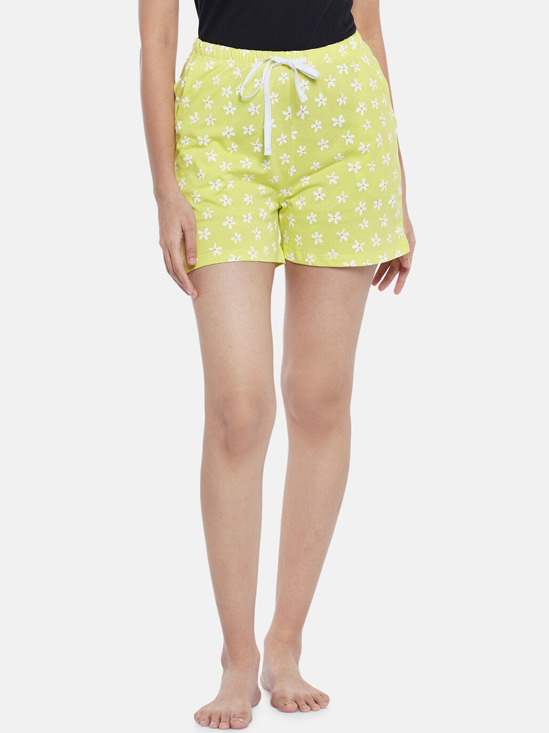 

Dreamz by Pantaloons Women Lime Green Printed Lounge Shorts