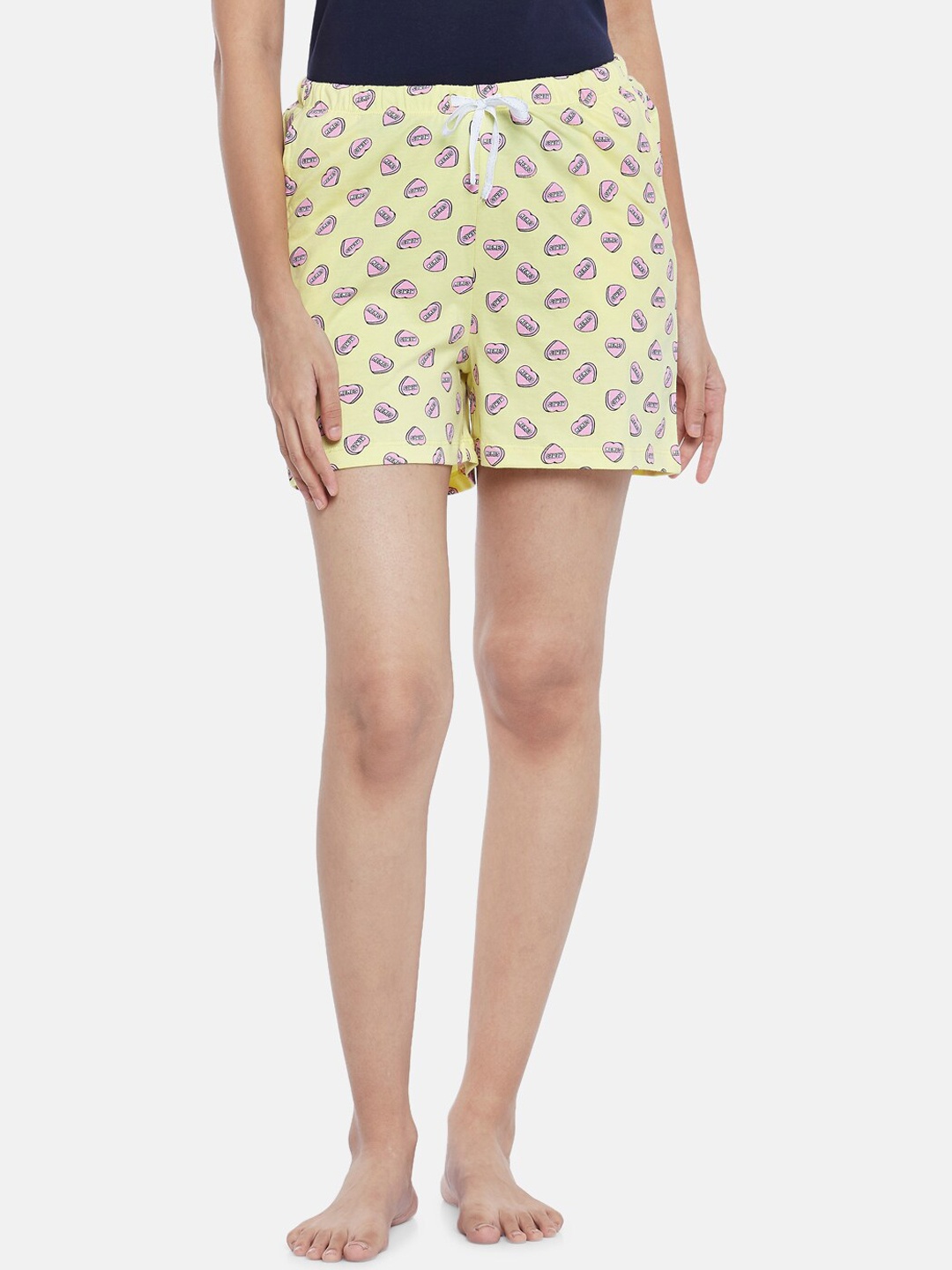 

Dreamz by Pantaloons Women Yellow Printed Lounge Shorts