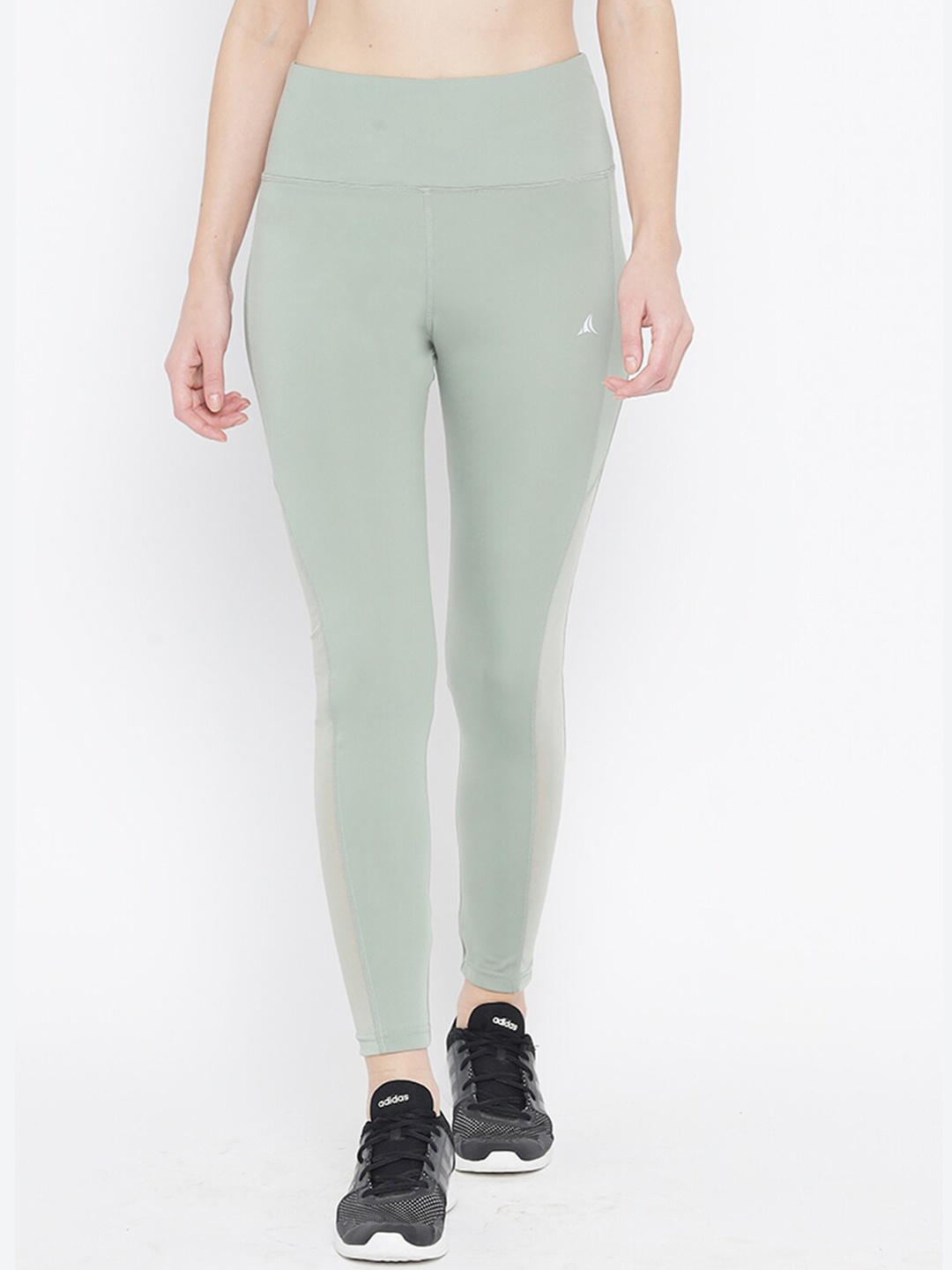 

FITLEASURE Women Olive Solid Dry-Fit Ankle Length Tights