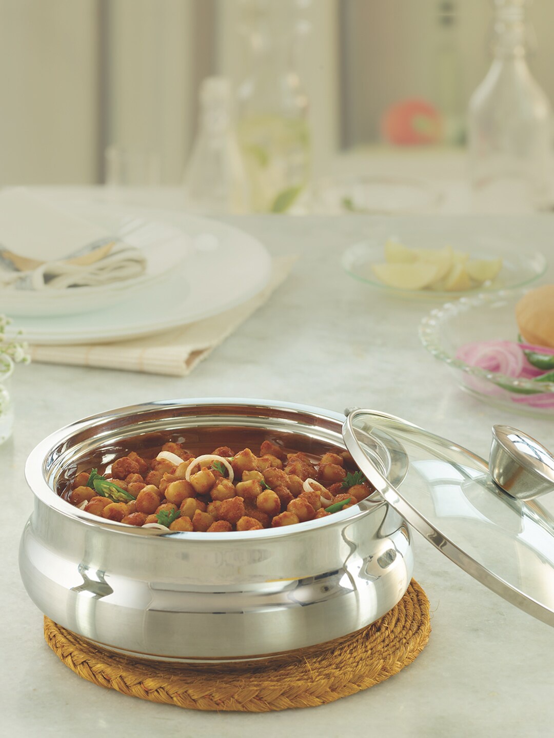 

BOROSIL Silver-Toned Stainless Steel Handi Server