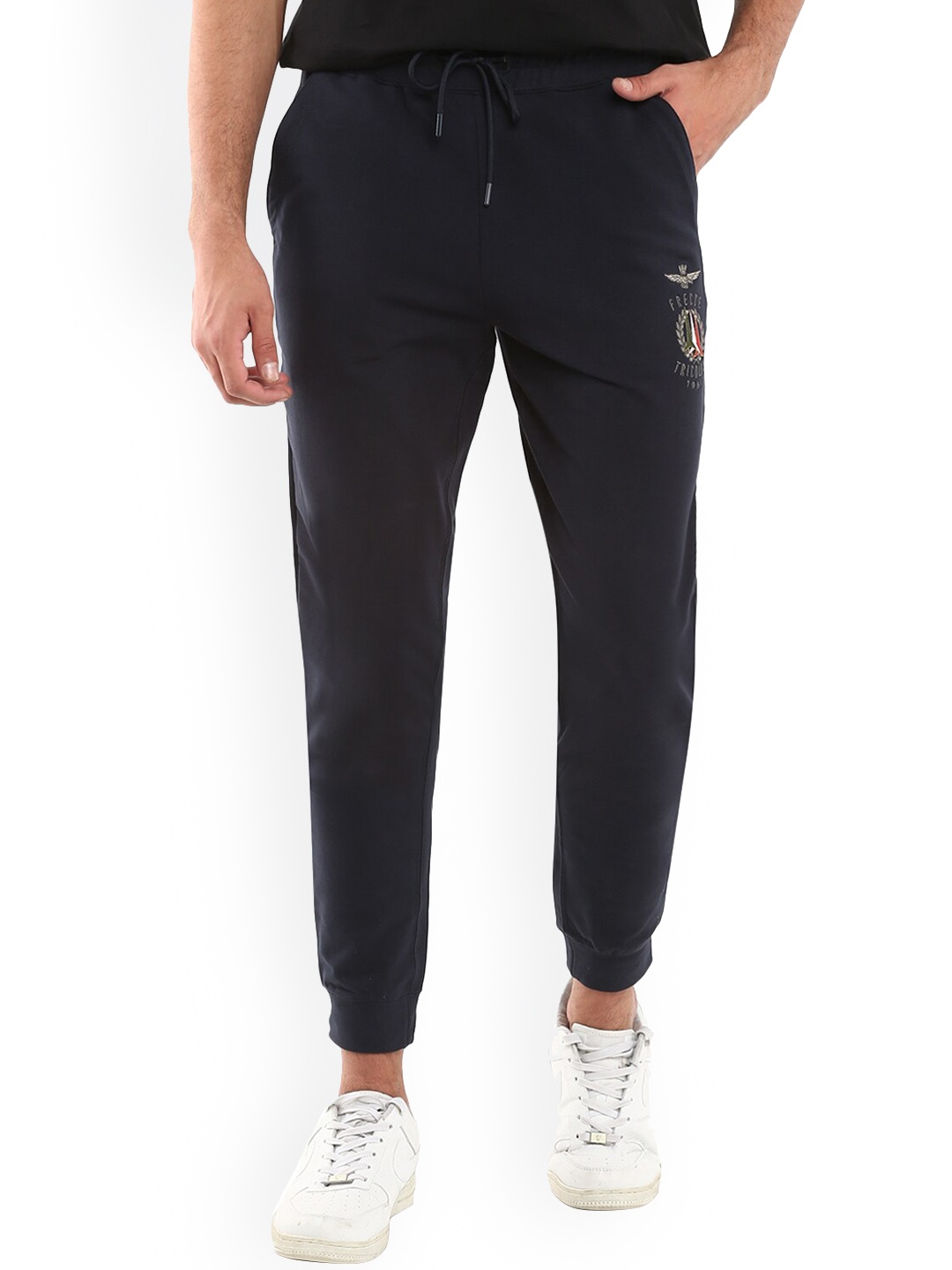 

Ajile by Pantaloons Navy Blue Solid Pure Cotton Joggers