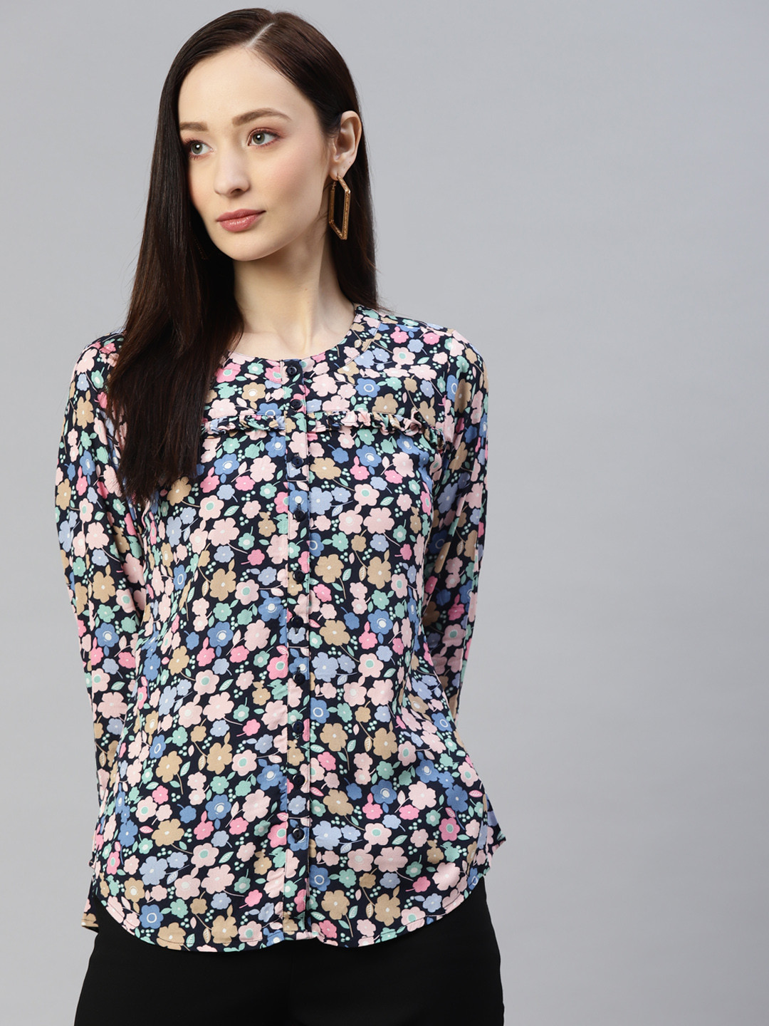 

Ayaany Women Multicoloured Floral Printed Cotton Casual Shirt, Multi