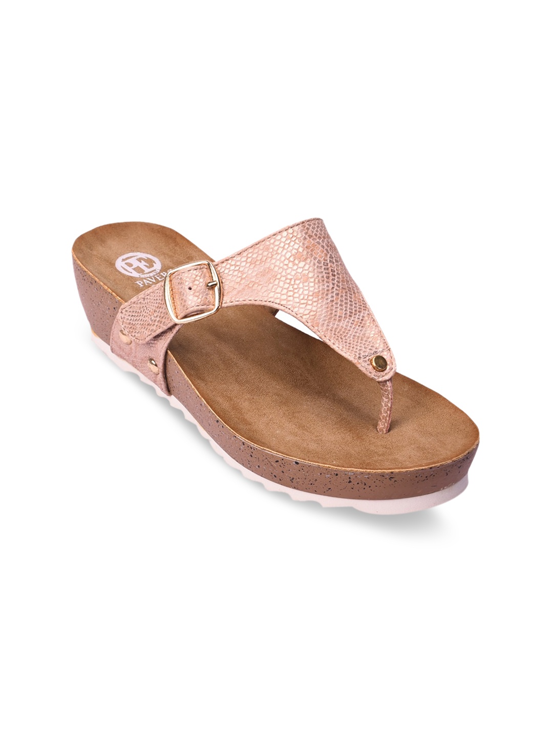 

Pavers England Pink Textured Wedge Sandals with Buckles