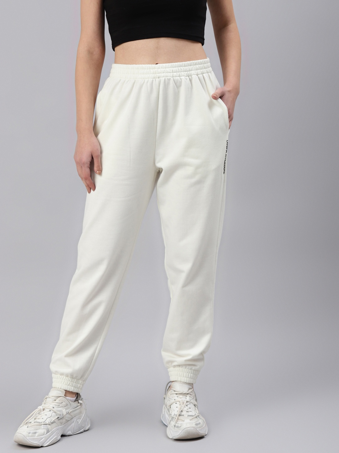 

Laabha Women Off White Regular Fit Stylish Jogger Track Pants