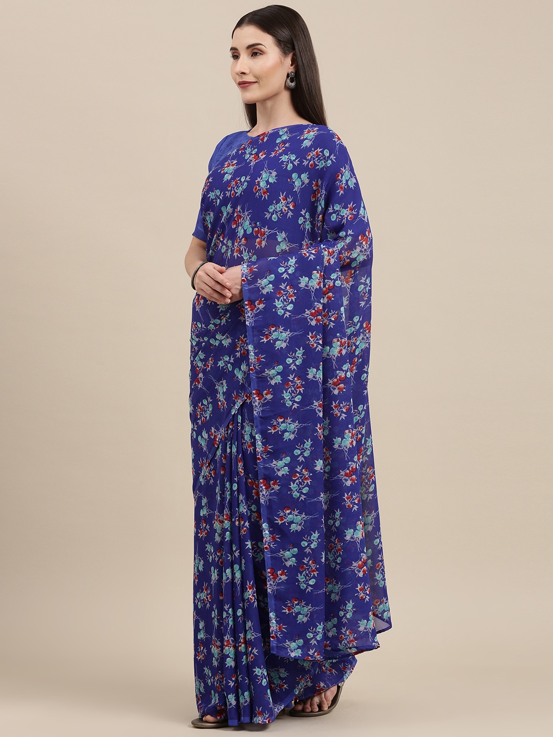 

KALINI Blue Floral Print Saree