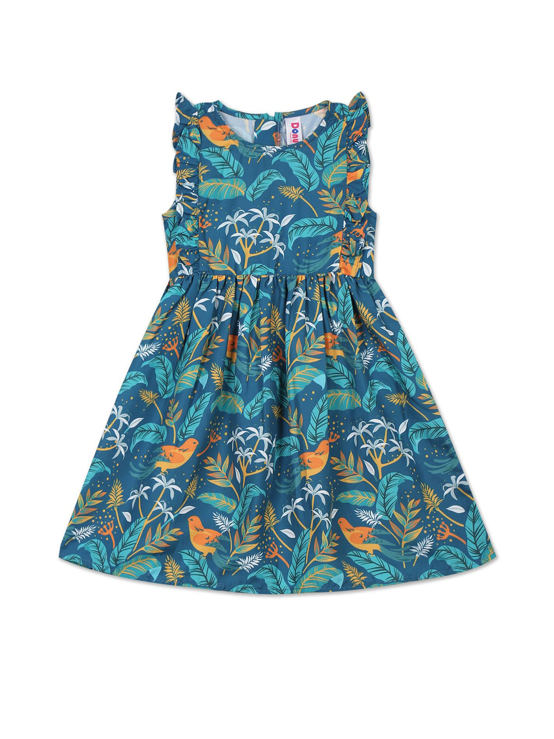

Donuts Girls Navy Blue & Orange Printed Dress