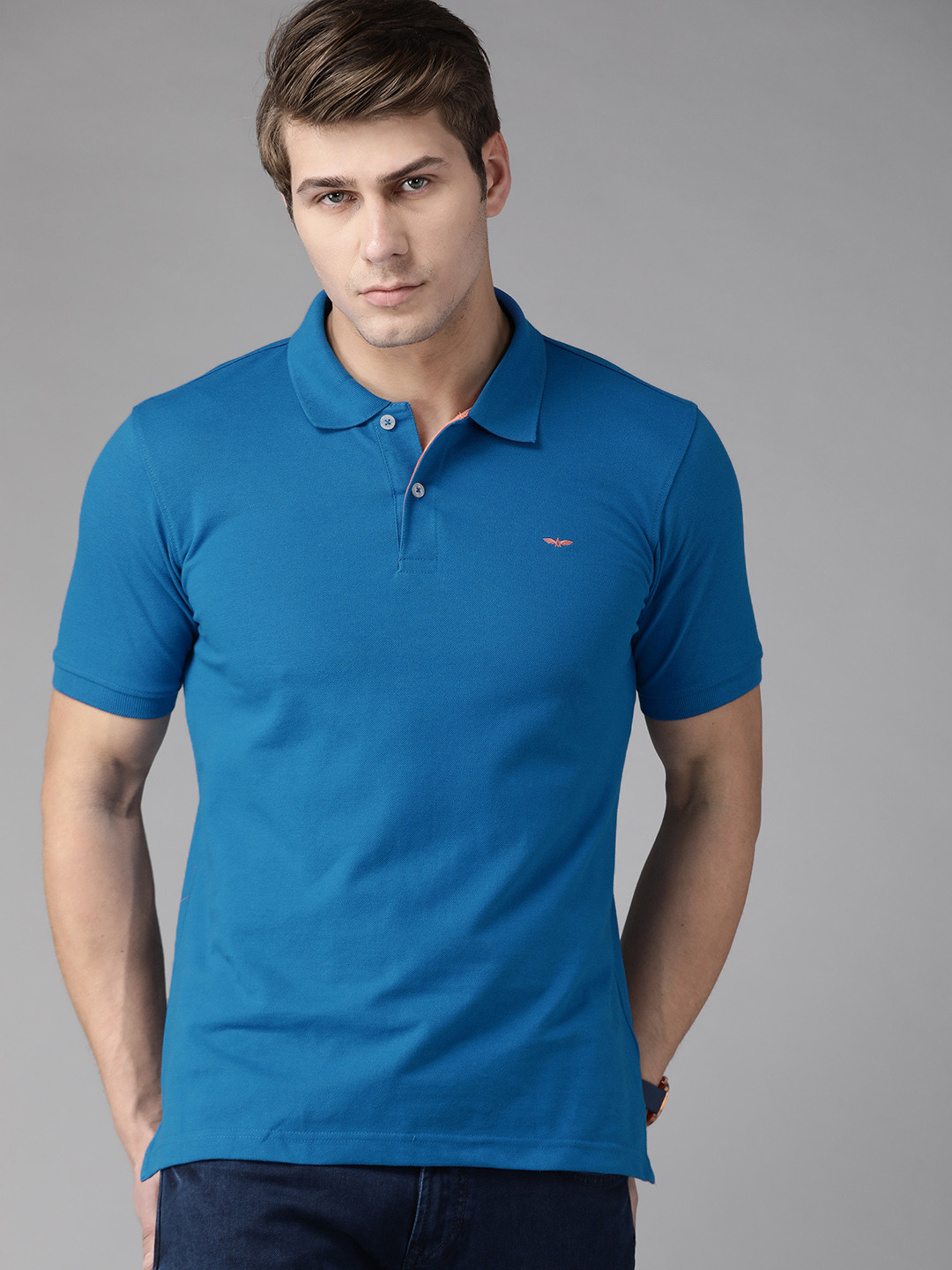 

Park Avenue Men Blue Polo Collar Slim Fit T-shirt