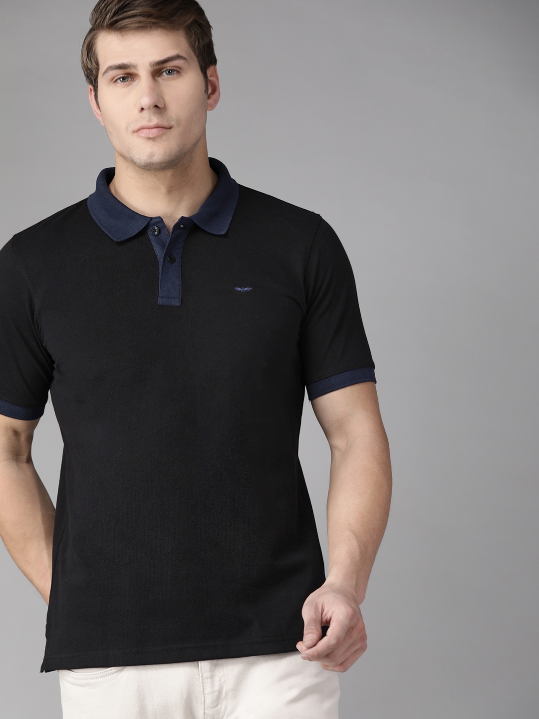 

Park Avenue Men Black Polo Collar Slim Fit T-shirt