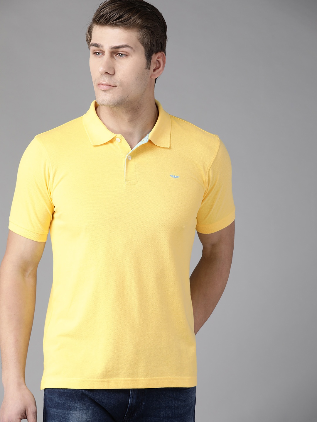 

Park Avenue Men Yellow Polo Collar Slim Fit T-shirt