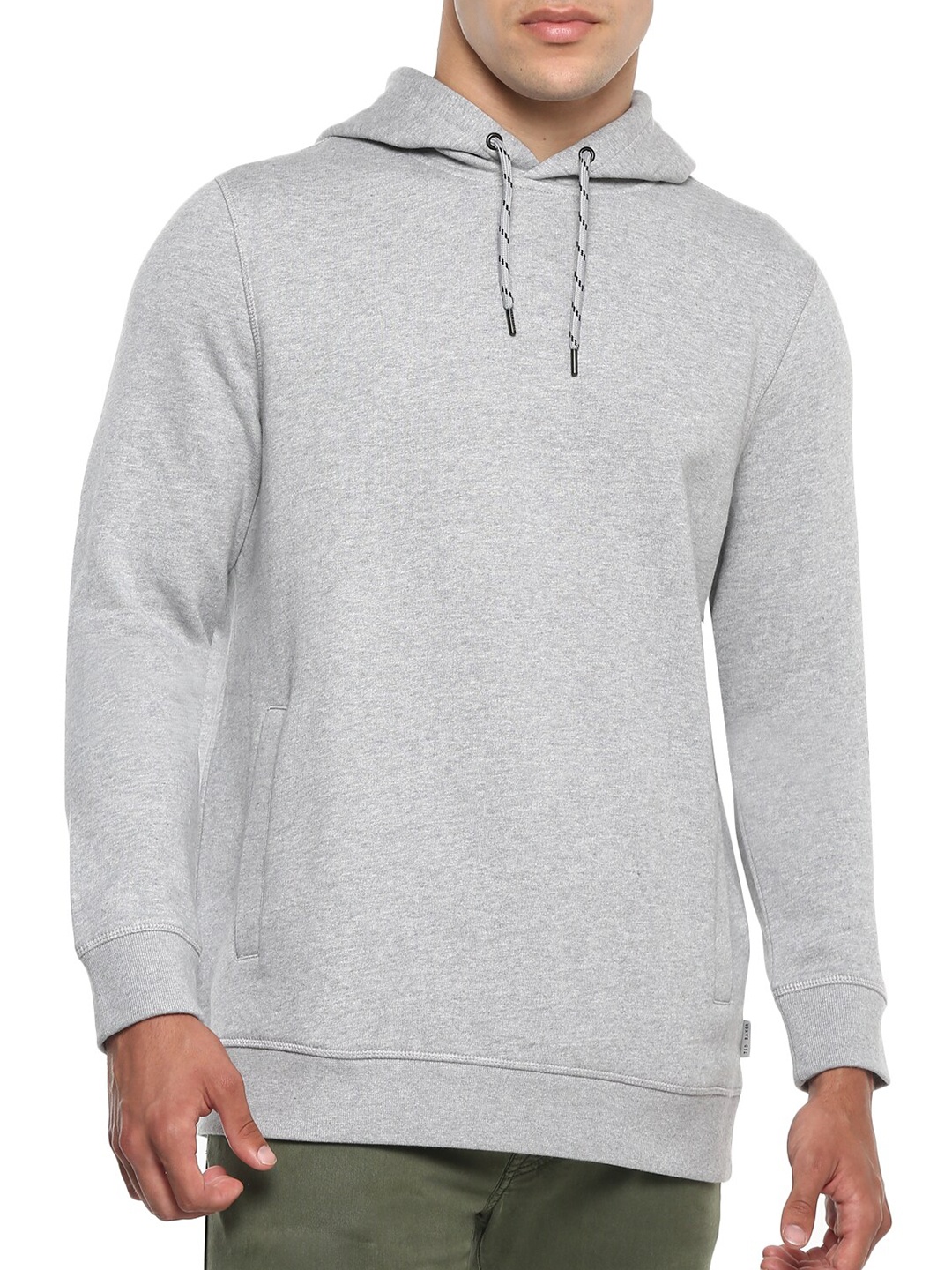 

Ted Baker Men Grey Solid Cotton Hooded Sweatshirt