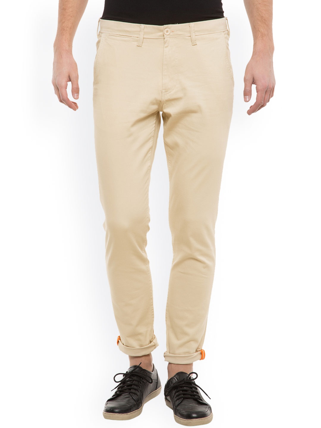 

LOCOMOTIVE Men Beige Solid Slim Fit Chino Trousers