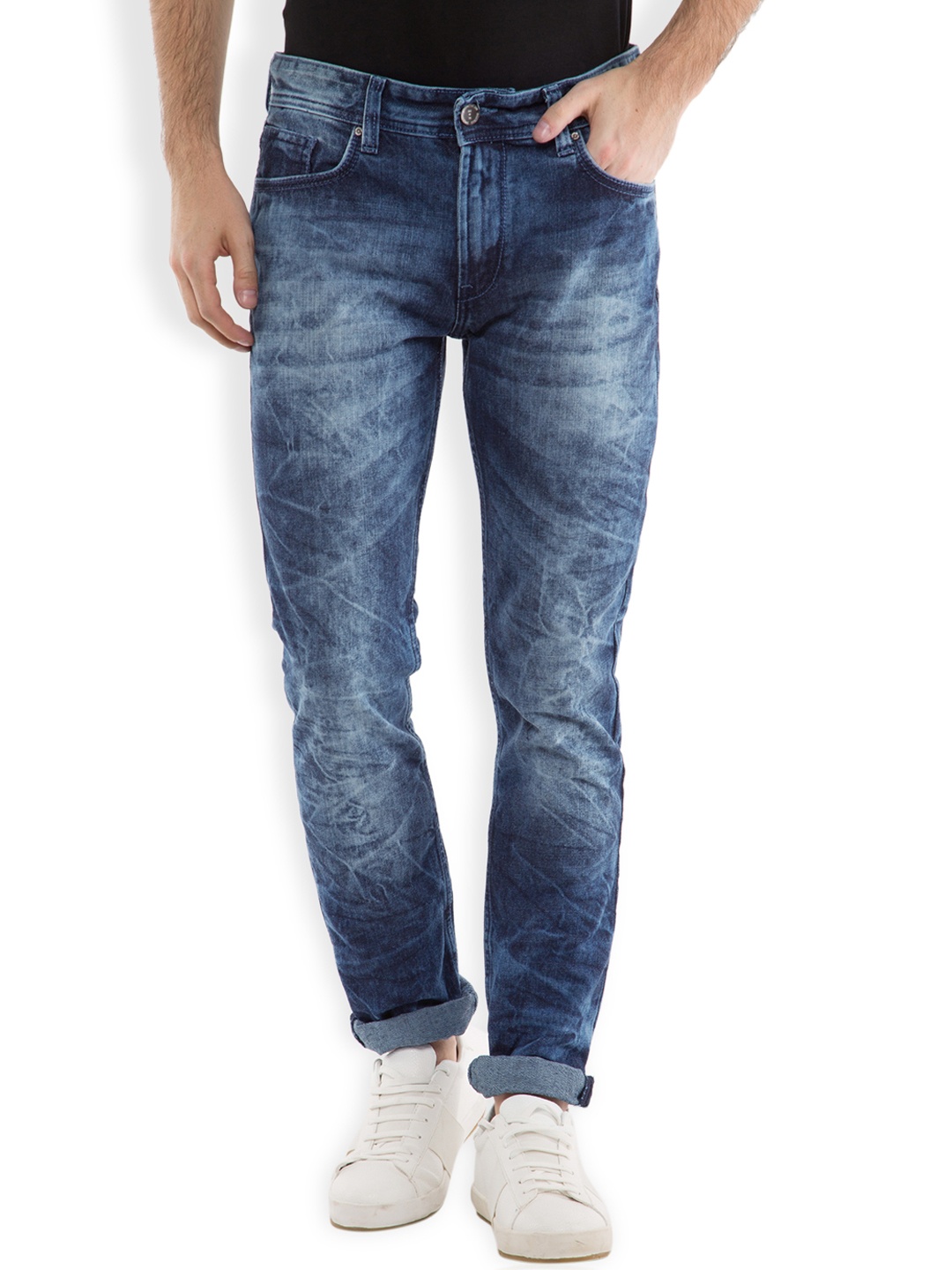 

LOCOMOTIVE Men Blue Straight Fit Mid-Rise Jeans
