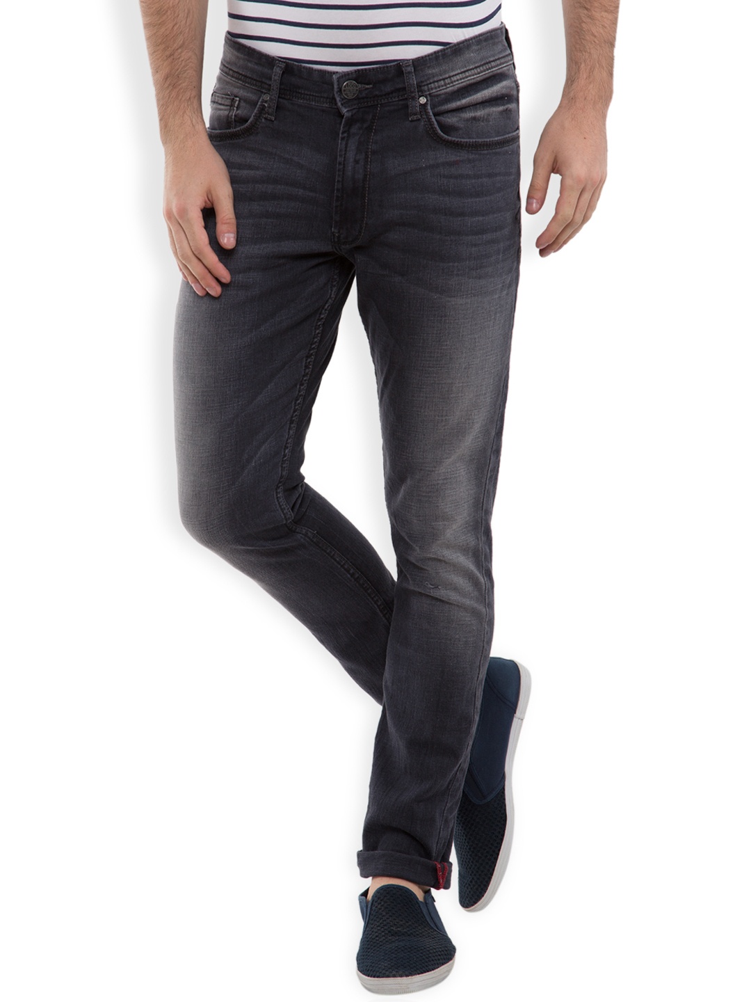 

LOCOMOTIVE Men Grey Slim Fit Mid-Rise Jeans