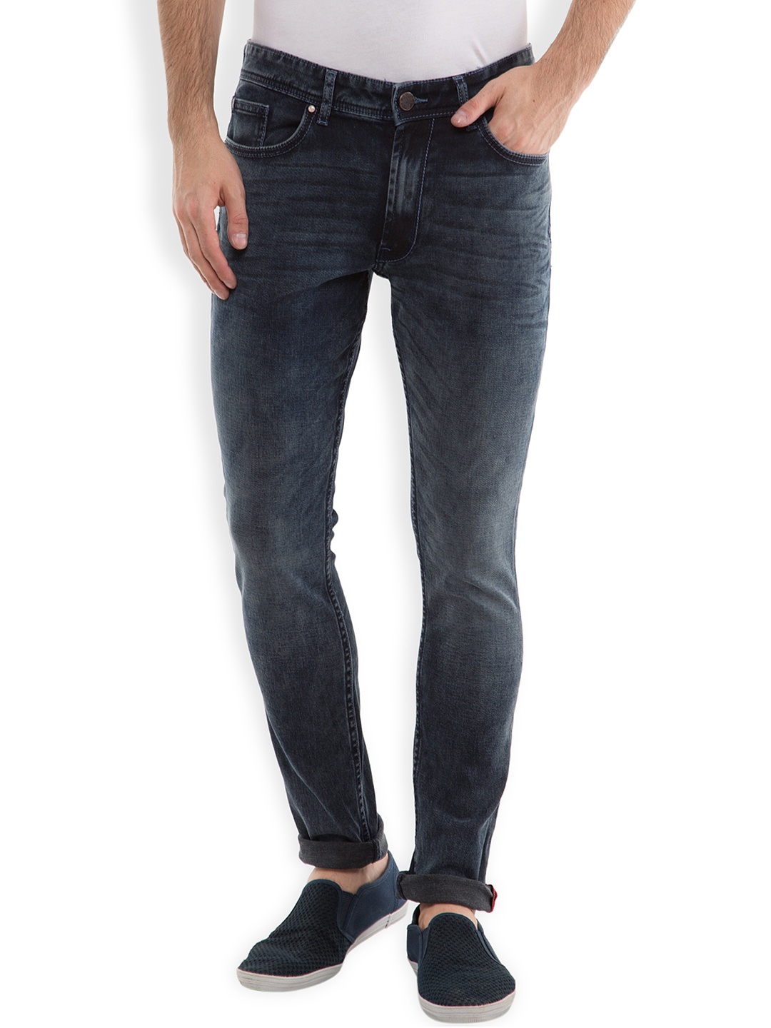 

LOCOMOTIVE Men Grey Slim Fit Mid-Rise Clean Look Jeans