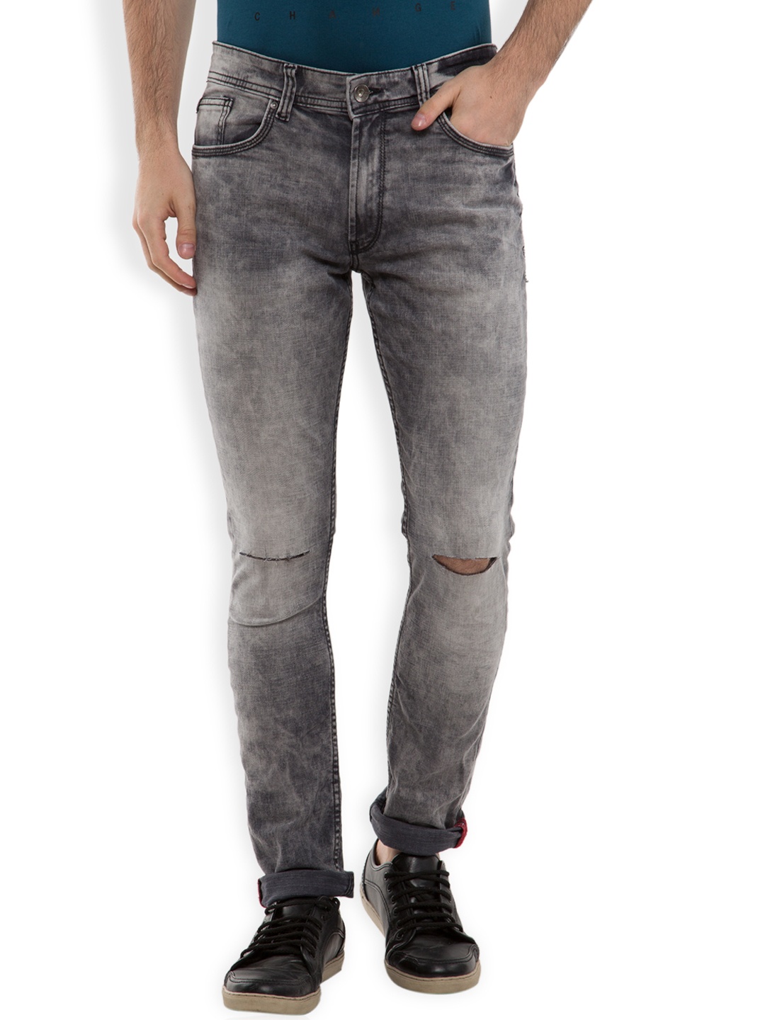 

LOCOMOTIVE Men Grey Slim Fit Mid-Rise Jeans