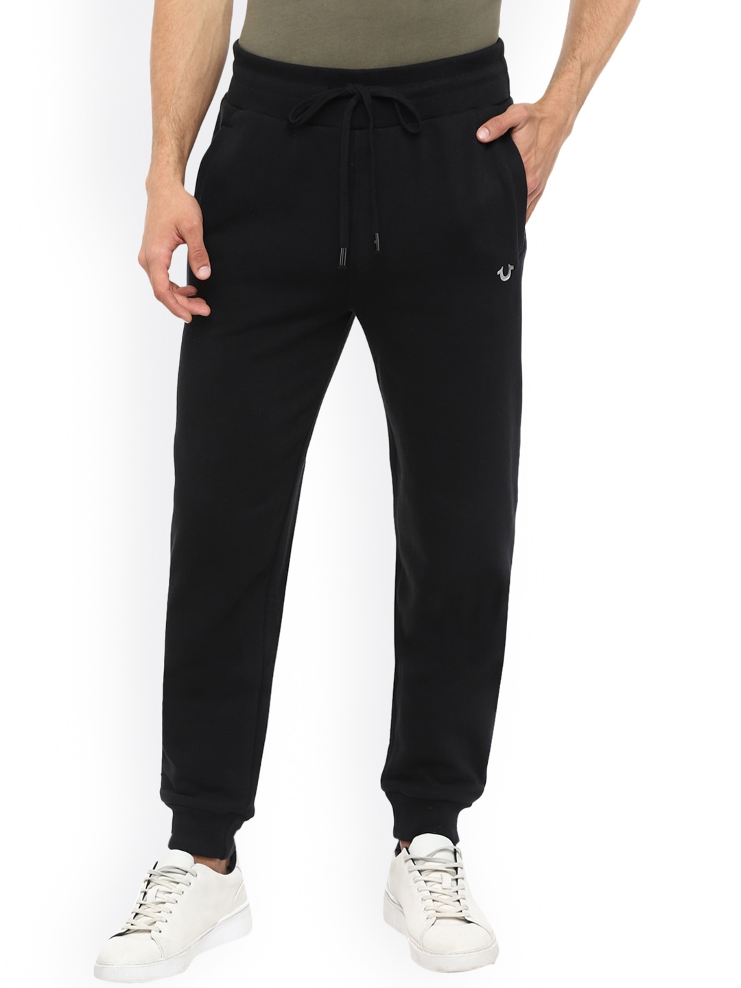 

True Religion Men Navy Blue Solid Cotton Joggers