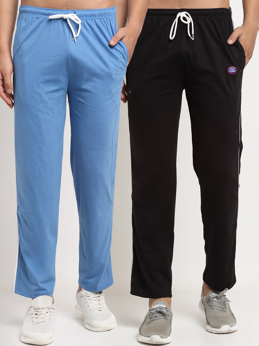 

VIMAL JONNEY Men Pack Of 2 Solid Track Pants, Black